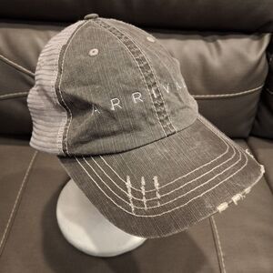 Arrival Distressed Gray Hook And Loop Strapback Trucker Hat